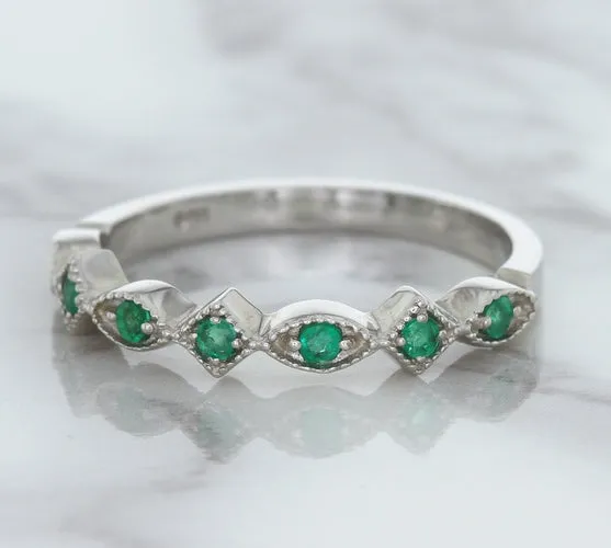 0.21ctw Emerald Alternating Marquise Ring in 14K White Gold