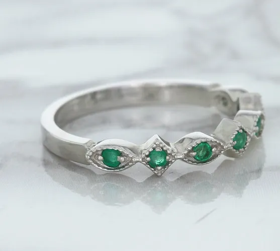 0.21ctw Emerald Alternating Marquise Ring in 14K White Gold