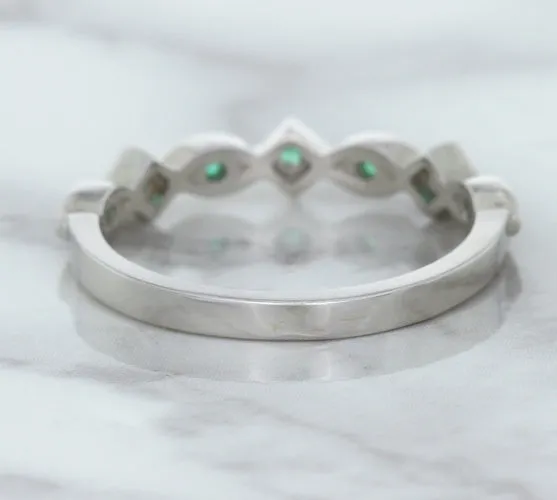 0.21ctw Emerald Alternating Marquise Ring in 14K White Gold