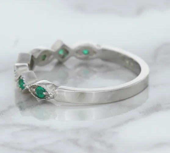 0.21ctw Emerald Alternating Marquise Ring in 14K White Gold