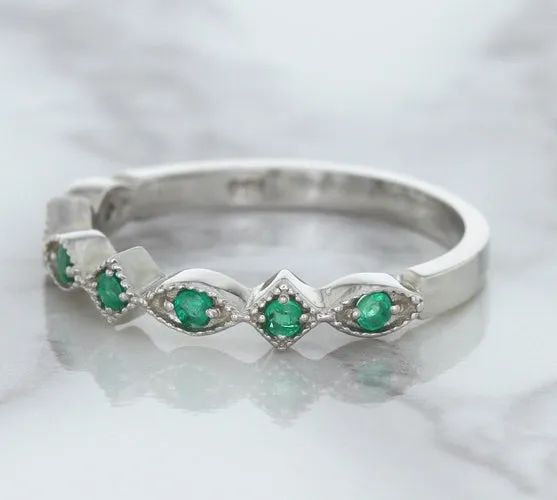 0.21ctw Emerald Alternating Marquise Ring in 14K White Gold