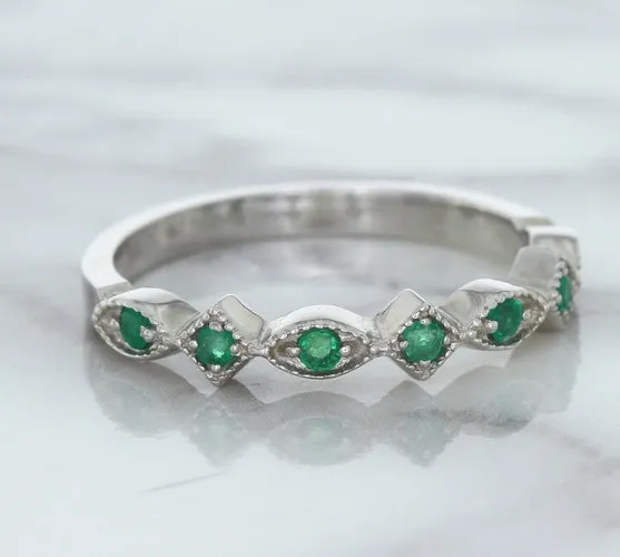 0.21ctw Emerald Alternating Marquise Ring in 14K White Gold