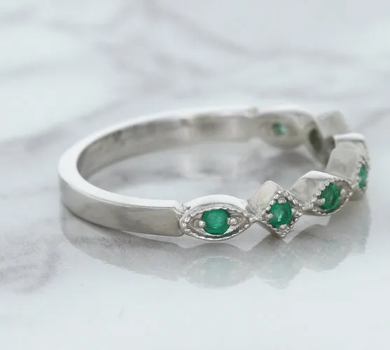 0.21ctw Emerald Alternating Marquise Ring in 14K White Gold