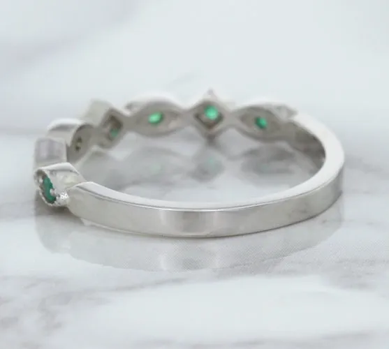 0.21ctw Emerald Alternating Marquise Ring in 14K White Gold