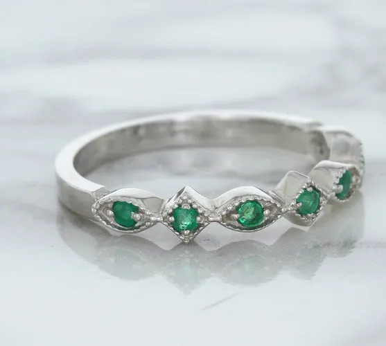 0.21ctw Emerald Alternating Marquise Ring in 14K White Gold