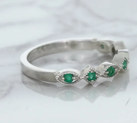 0.21ctw Emerald Alternating Marquise Ring in 14K White Gold