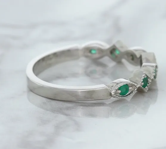 0.21ctw Emerald Alternating Marquise Ring in 14K White Gold
