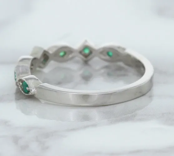 0.21ctw Emerald Alternating Marquise Ring in 14K White Gold