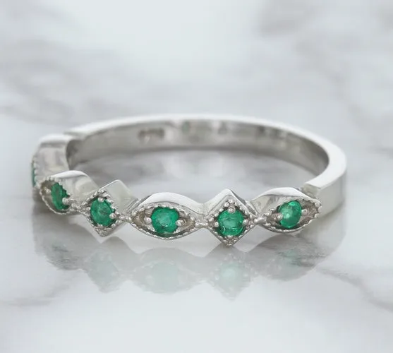 0.21ctw Emerald Alternating Marquise Ring in 14K White Gold