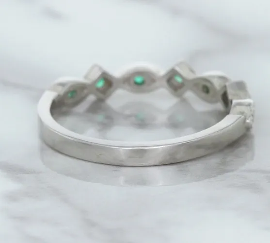0.21ctw Emerald Alternating Marquise Ring in 14K White Gold