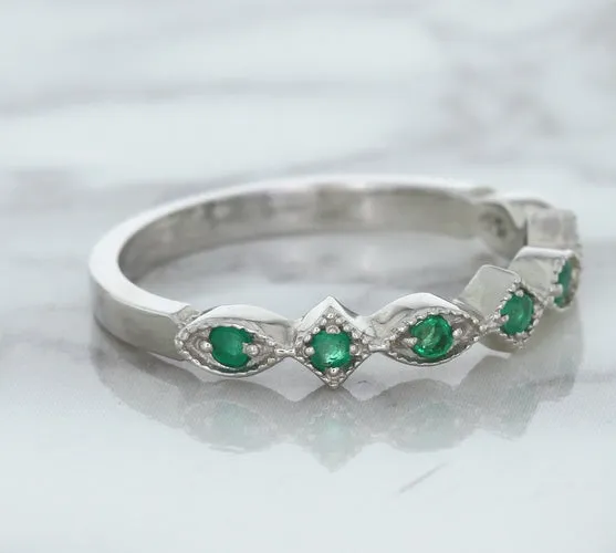 0.21ctw Emerald Alternating Marquise Ring in 14K White Gold