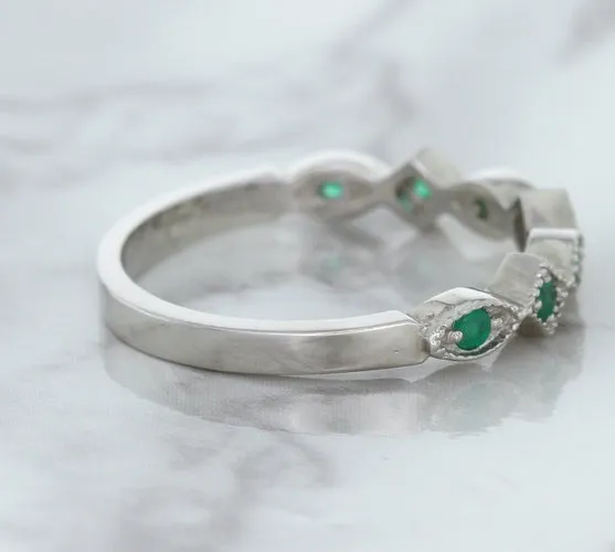 0.21ctw Emerald Alternating Marquise Ring in 14K White Gold