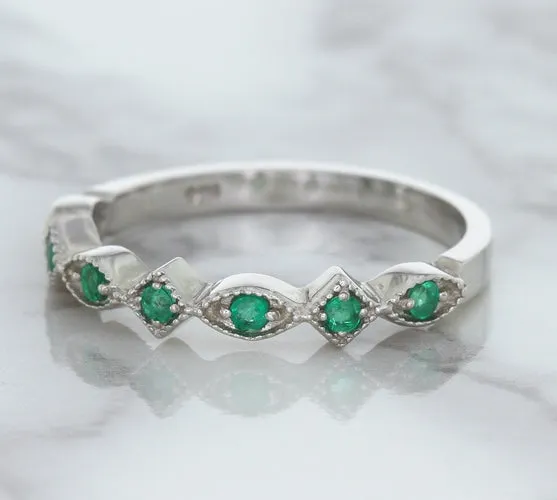 0.21ctw Emerald Alternating Marquise Ring in 14K White Gold