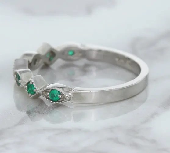 0.21ctw Emerald Alternating Marquise Ring in 14K White Gold