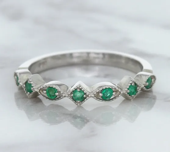0.21ctw Emerald Alternating Marquise Ring in 14K White Gold