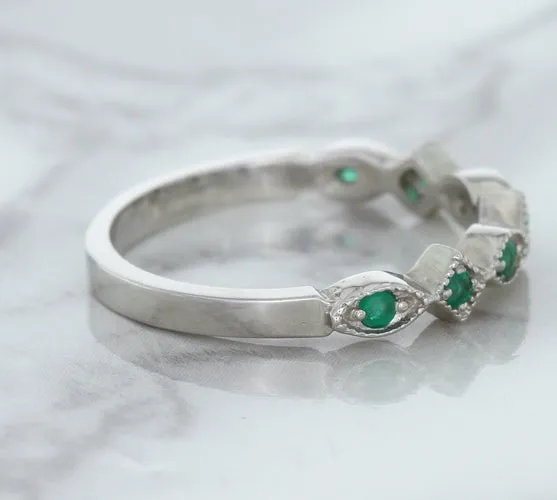 0.21ctw Emerald Alternating Marquise Ring in 14K White Gold