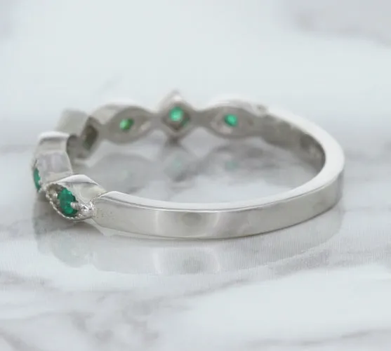 0.21ctw Emerald Alternating Marquise Ring in 14K White Gold