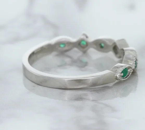 0.21ctw Emerald Alternating Marquise Ring in 14K White Gold