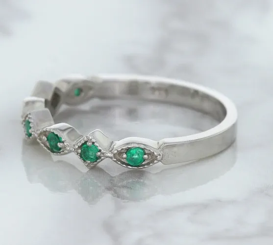 0.21ctw Emerald Alternating Marquise Ring in 14K White Gold