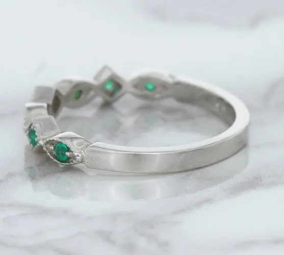 0.21ctw Emerald Alternating Marquise Ring in 14K White Gold