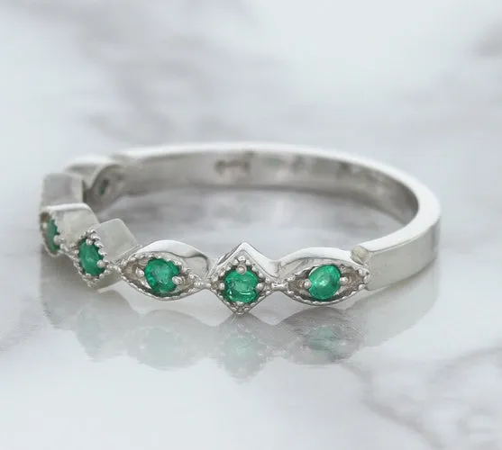 0.21ctw Emerald Alternating Marquise Ring in 14K White Gold