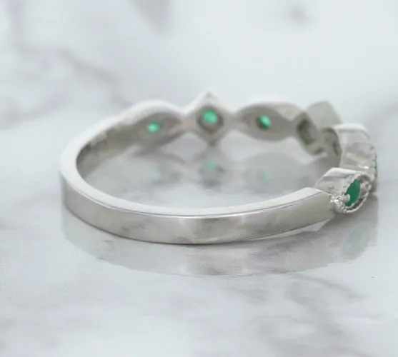 0.21ctw Emerald Alternating Marquise Ring in 14K White Gold
