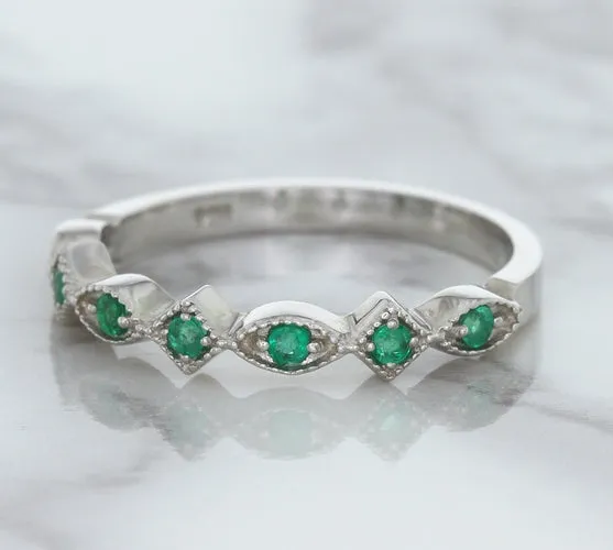 0.21ctw Emerald Alternating Marquise Ring in 14K White Gold