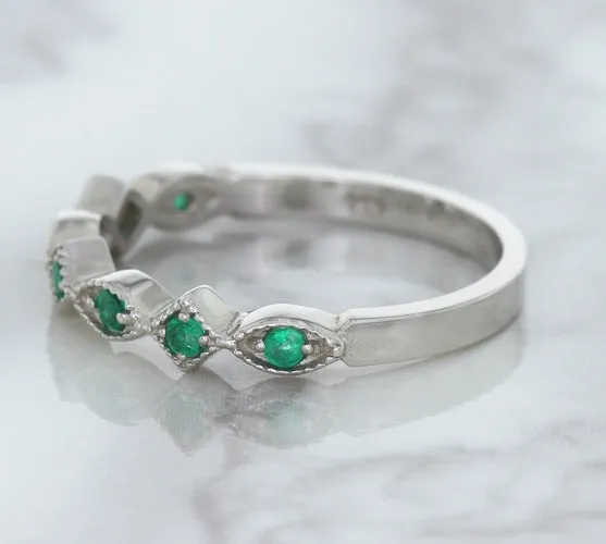 0.21ctw Emerald Alternating Marquise Ring in 14K White Gold