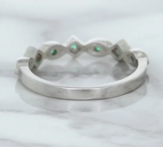 0.21ctw Emerald Alternating Marquise Ring in 14K White Gold