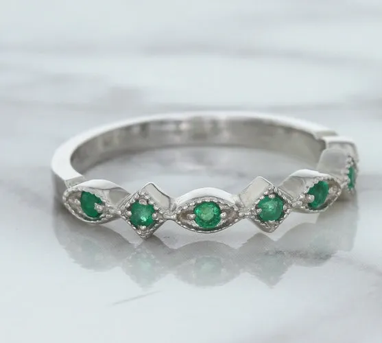 0.21ctw Emerald Alternating Marquise Ring in 14K White Gold