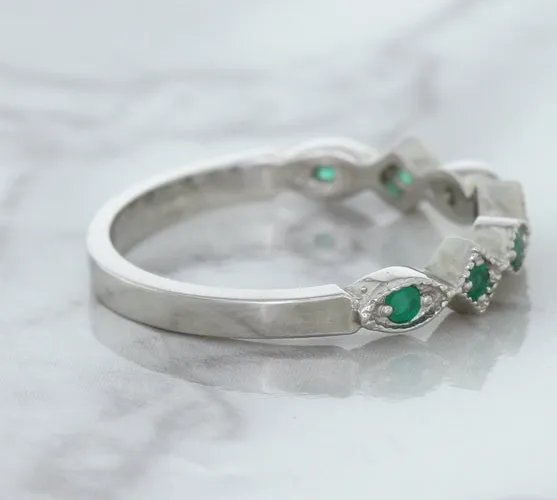 0.21ctw Emerald Alternating Marquise Ring in 14K White Gold