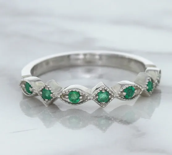 0.21ctw Emerald Alternating Marquise Ring in 14K White Gold