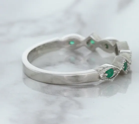 0.21ctw Emerald Alternating Marquise Ring in 14K White Gold