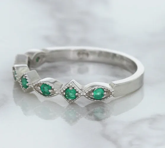 0.21ctw Emerald Alternating Marquise Ring in 14K White Gold