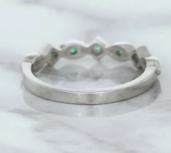 0.21ctw Emerald Alternating Marquise Ring in 14K White Gold