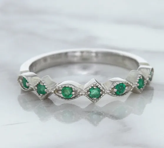 0.21ctw Emerald Alternating Marquise Ring in 14K White Gold