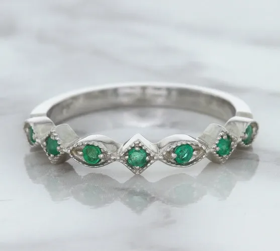 0.21ctw Emerald Alternating Marquise Ring in 14K White Gold