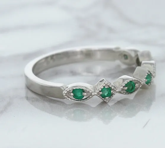 0.21ctw Emerald Alternating Marquise Ring in 14K White Gold