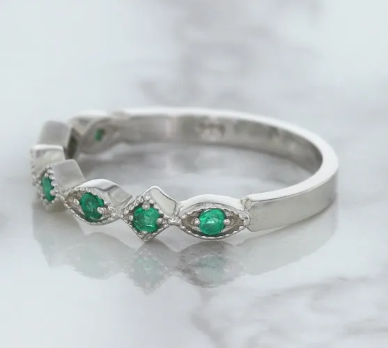 0.21ctw Emerald Alternating Marquise Ring in 14K White Gold