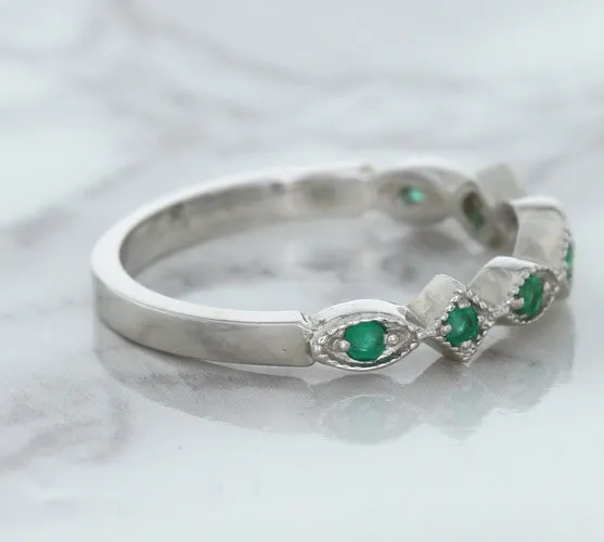0.21ctw Emerald Alternating Marquise Ring in 14K White Gold
