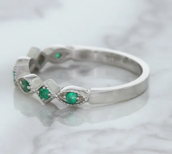0.21ctw Emerald Alternating Marquise Ring in 14K White Gold