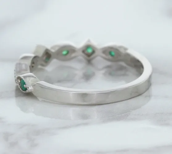 0.21ctw Emerald Alternating Marquise Ring in 14K White Gold