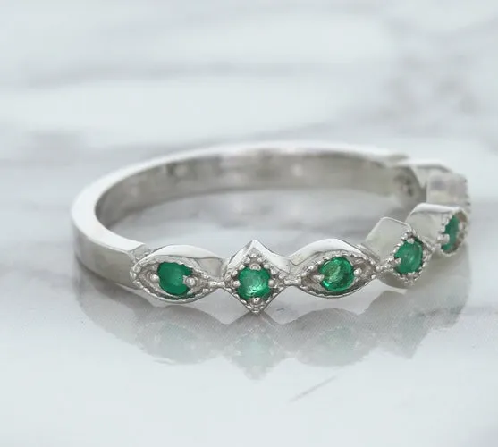 0.21ctw Emerald Alternating Marquise Ring in 14K White Gold