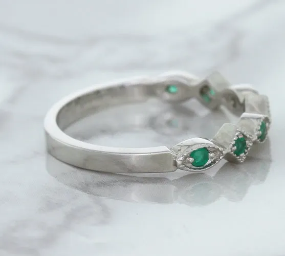 0.21ctw Emerald Alternating Marquise Ring in 14K White Gold