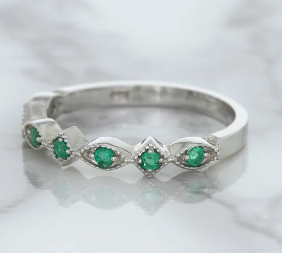 0.21ctw Emerald Alternating Marquise Ring in 14K White Gold