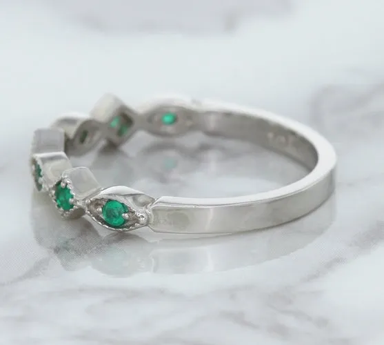 0.21ctw Emerald Alternating Marquise Ring in 14K White Gold