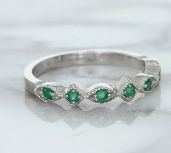0.21ctw Emerald Alternating Marquise Ring in 14K White Gold