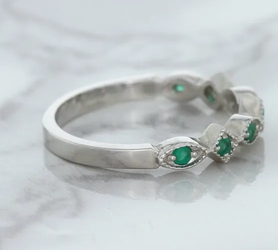 0.21ctw Emerald Alternating Marquise Ring in 14K White Gold