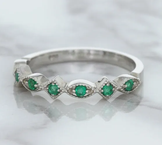 0.21ctw Emerald Alternating Marquise Ring in 14K White Gold