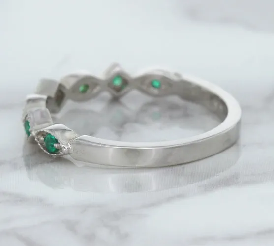 0.21ctw Emerald Alternating Marquise Ring in 14K White Gold